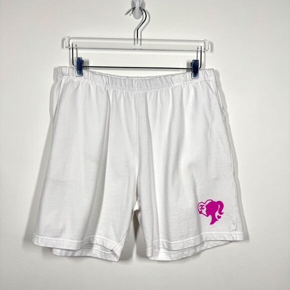 Mega Yacht New Women's Size X-Large White Pink CC Barbie Sweat Shorts New in Bag - Picture 6 of 6